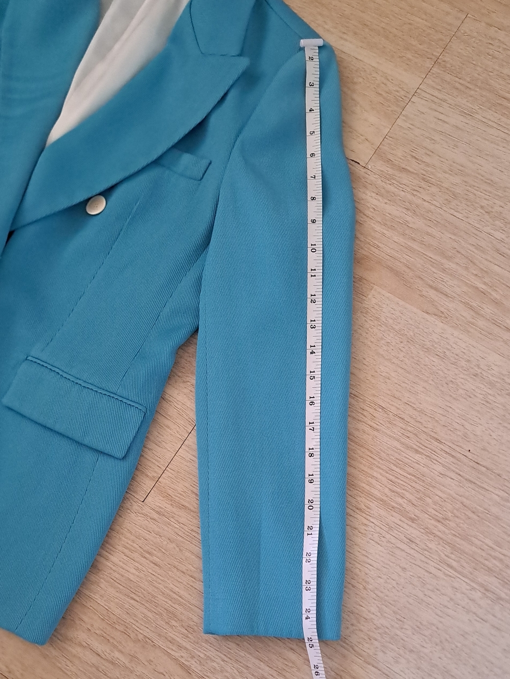 Zara Double-Breasted Bright Turquoise Blazer - Picture 9 of 13
